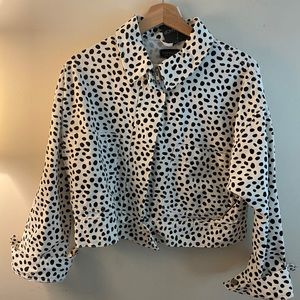 Topshop Dalmatian Print Cropped Jacket in Size 6 NWT